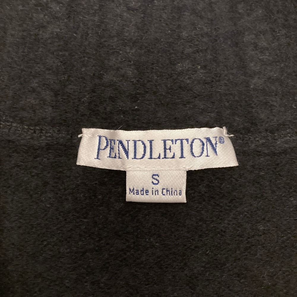 Pendleton Black 100% Wool Zip Up Cardigan Red Plaid Elbow Patches Womens Small - Picture 3 of 7